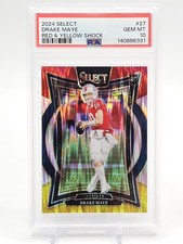 DRAKE MAYE 2024 SELECT CONCOURSE ROOKIE RED & YELLOW SHOCK PRIZM PSA 10 Q0004