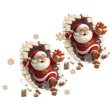 Christmas Santa Wall Decals Christmas Santa Breaking Brick Wall