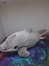 SeaWorld Gray Dolphin Plush Stuffed Animal Blue Eyes Ocean Park Souvenir