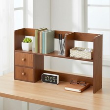 Creative Wooden Desktop Bookshelf Organizer Office Desk Storage Shelf Tidy Rack