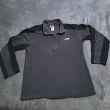 North Face Sweater Boys XL Grey Black Fleece Outdoors 1/4 Zip Hiking School