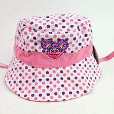 Sesame Street Toddler Bucket Sun Hat UPF 50 Pink Polka Dot Chin Strap NWT