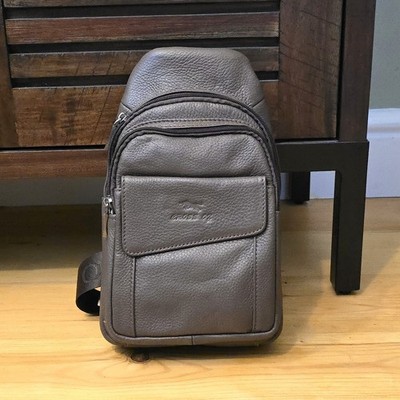 Braune Leder Sling Bag - Crossbody Travel Pack, Herren Brusttasche, Alltag Tragen