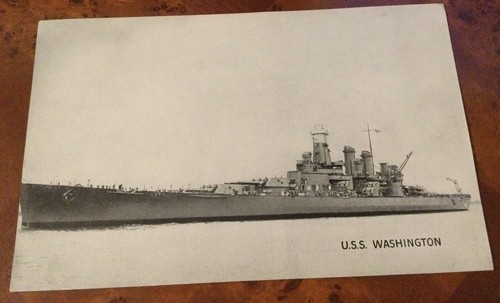 U.S.S. Washington Battleship BB-56 - WWII 8" x 5" Black and White Photo