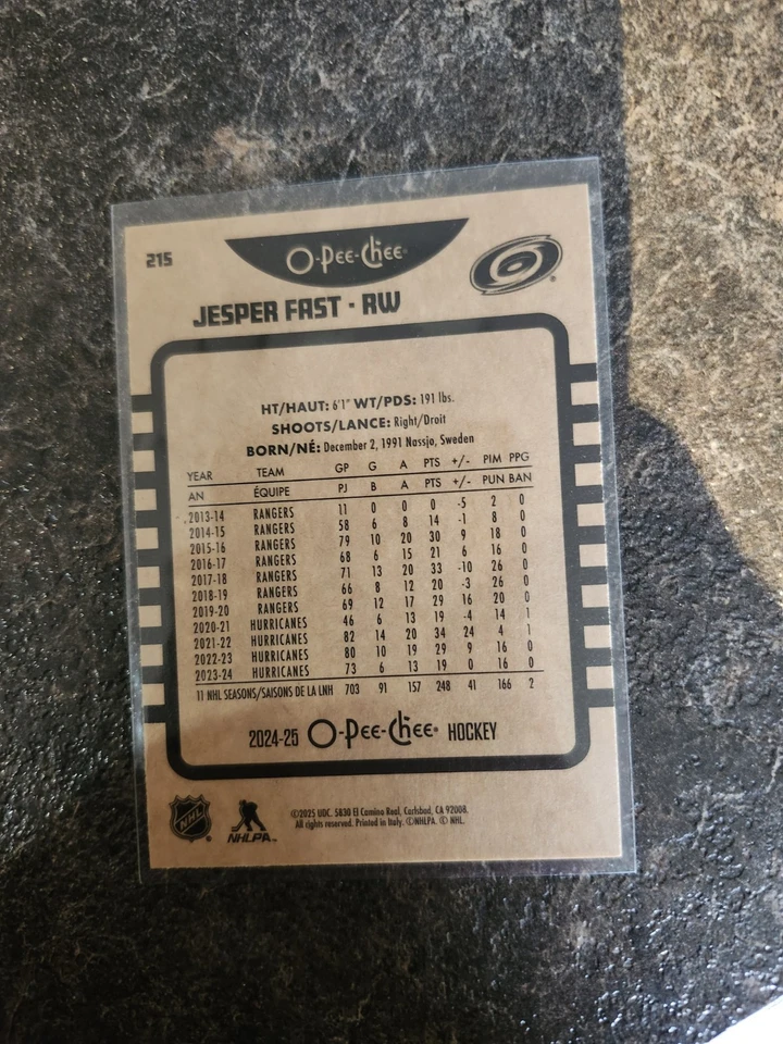 2024-25 O-Pee-Chee Retro Base Jesper Fast Card# 215 - Image 2 of 2