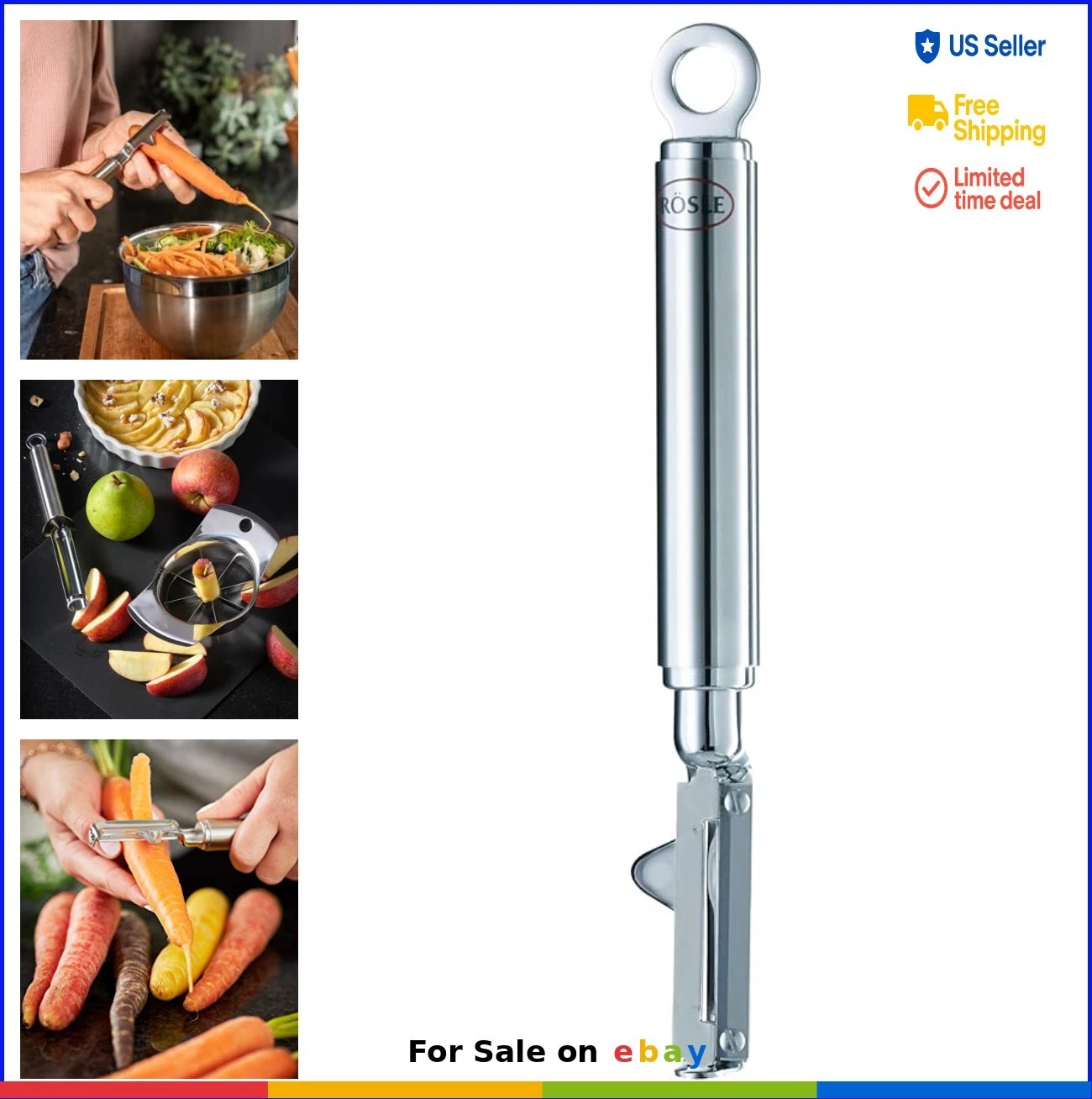 Swivel Peeler 7.5 Inch Stainless Steel Left Handed Fruit Vegetable Kitchen Tool