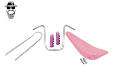 ORIGINAL LOWRIDER U Handlebar 25.4mm Sissy Bar Pink Stripe Banana Seat/Grips.