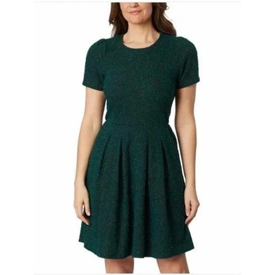 Draper James Women's Short Sleeve Fit & Flare Knit Dress, Dark Green, Small, New