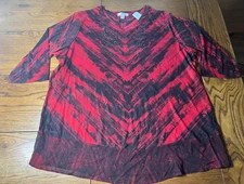 CJ Banks Red & Black Top with Stud Accent Women's Shirt Size 3X ( 24/26W )