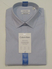 NWT Mens CALVIN KLEIN Fresh Blue Pattern Dress Shirt L 16-16.5 32/33