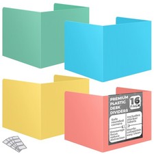 Plastic Privacy Folders Student Desk Dividers Pastel Colors Shields 16 Pack