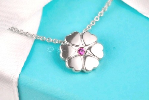Tiffany & Co. Paloma Picasso Crown of Hearts Necklace Sterling & Pink Sapphire