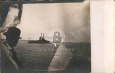 Navy Man Looking Military Ship The Water 1910 Glasco, NY Original Vintage RPPC