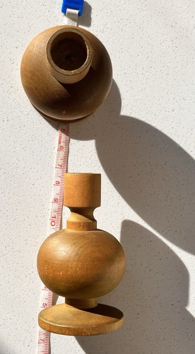 Set of 2 Aarikka Finland Wooden Vintage Candle Holders Small Golden Brown - Bild 15 von 15