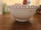 Vintage IMPERIAL GLASS Laced Edge Milk Glass Round Bowl  8 1/2" - Nice