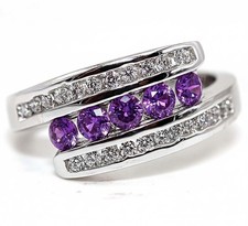 2CT Amethyst  Topaz 925 Genuine Sterling Silver Ring Jewelry Sz 6