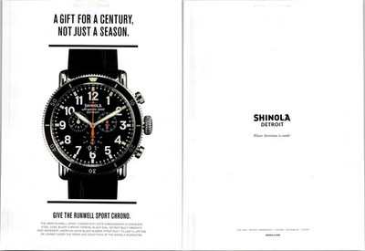 2014   Shinola Watch 2 Page Print Ad   2000's Fashion FA.21