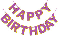 Purple Happy Birthday Banner - Party Birthday Sign Decorations Indoor Outdoor Ba