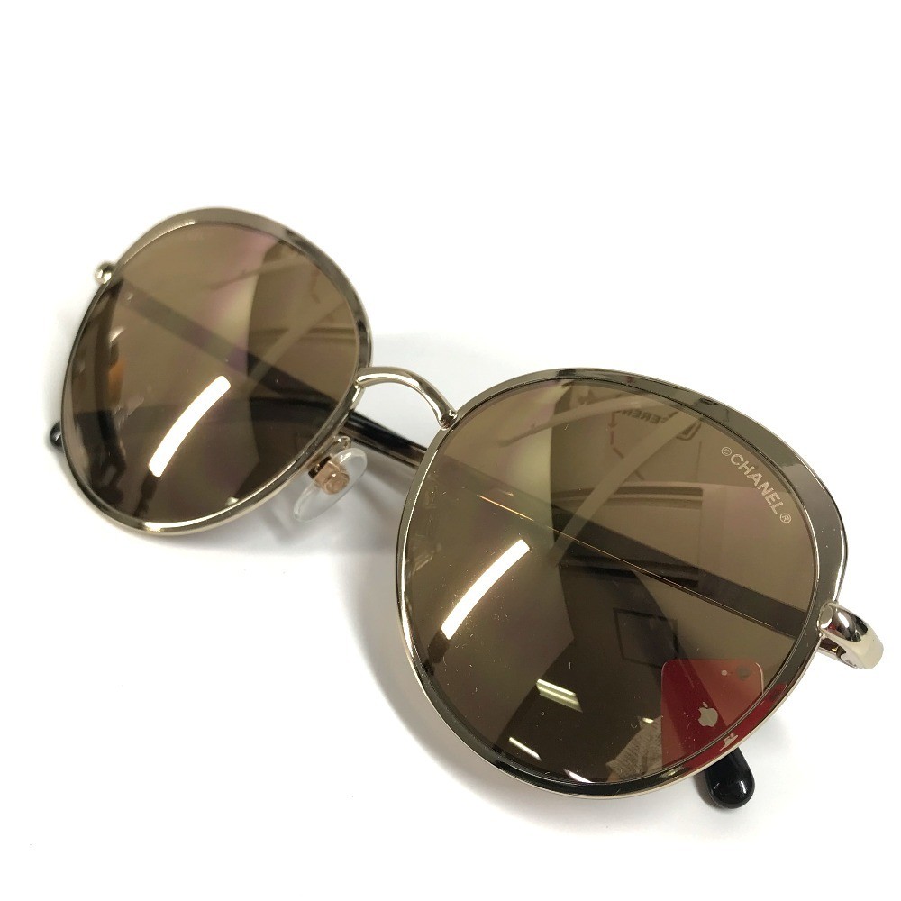 CHANEL 4206 Mirror lens CC Logo CC Mark sunglasses Metal Gold | eBay
