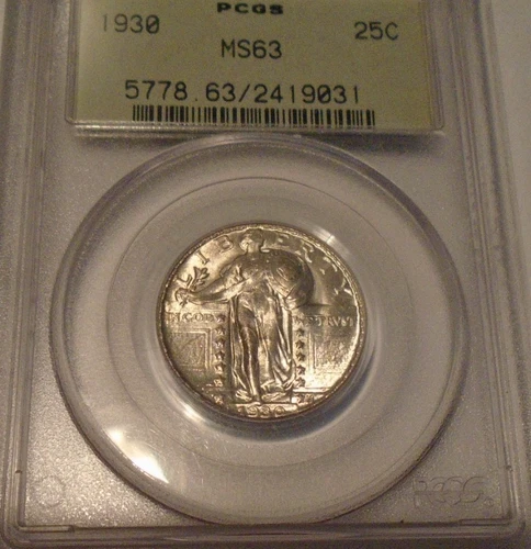 1930 Standing Liberty Quarter MS 63 PCGS !! LIGHT TOUCH OF RAINBOW TONEING !!