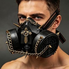 Men s Steampunk Spike Gas Mask Punk Goth Cosplay Masquerade Costume Gear