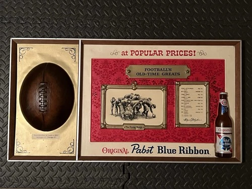 Vintage Pabst Blue Ribbon Beer Sign Football's Old-Time Greats w/ Jim Thorpe