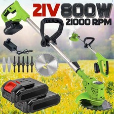 800W Elektro Akku-Rasentrimmer Mit 2 Akku und Ladegerät Freischneider Motorsense