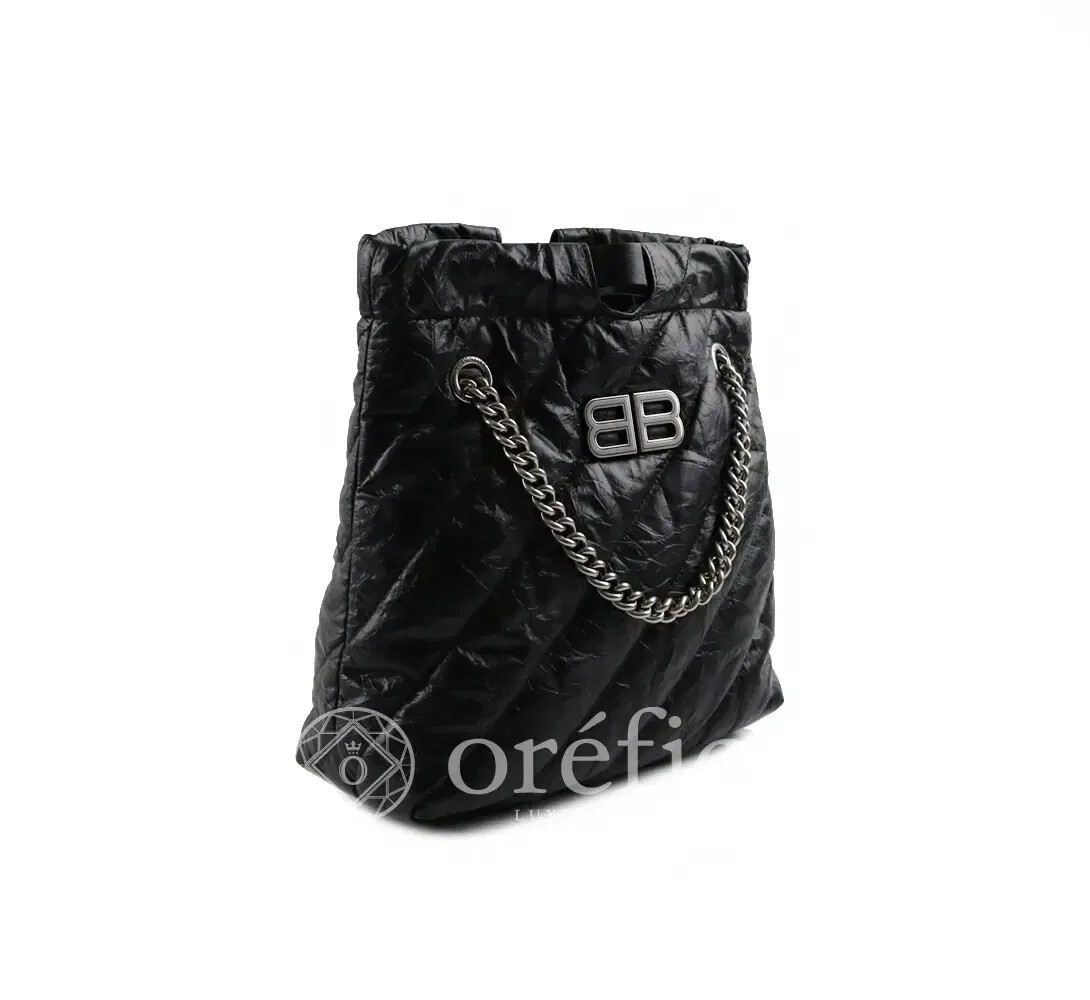 ☆Outlet直営店買付☆【BALENCIAGA】CRUSH TOTE S 742942 Balenciaga 742942 Crush Small Quilted Tote Bag Black