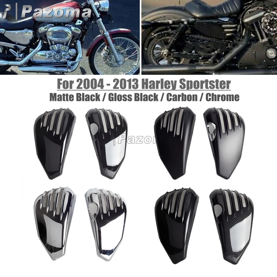 Cubiertas de carenado lateral izquierdo derecho de batería para Harley Sportster XL883 1200 2004-2013 Foto 2 de 4