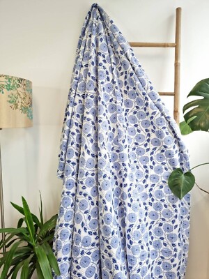 Indian Cotton hand Block Print King Size Kantha Quilt Blanket Coverlet Bedding
