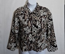 Requirements Size L Womens Multicolor Brown Floral Collared L-Sleeve Zip Blazer