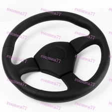 Black Stitch 355mm Leather 3 Deep Dish Steering Wheel For Omp Momo Nismo Nissan