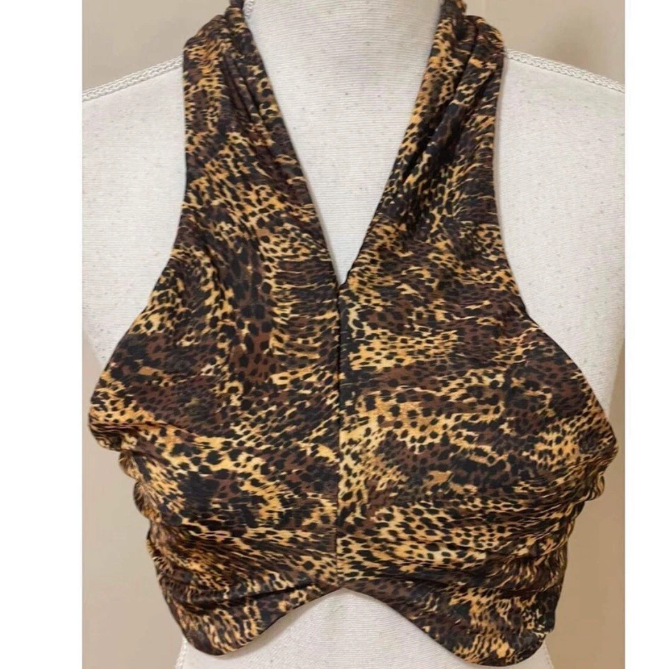 New Out from Under Green Multicolor Floral Underwire Bikini Halter Top Size S - Image 4 of 4