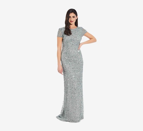Adrianna Papell Scoop Back Sequin Gown 