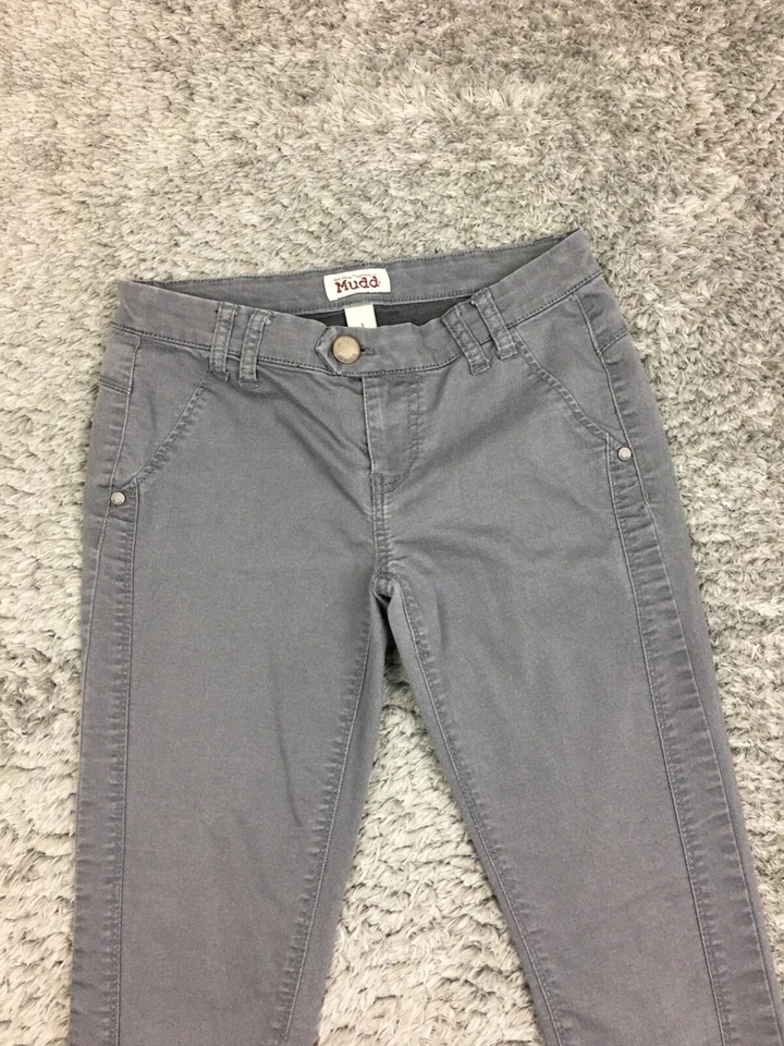 Pantalones Mudd ajustados caqui para mujer talla 1 gris elástico mezcla de algodón para niños Foto 2 de 4