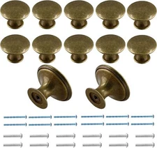 12 Pcs Cabinet Knobs Metal Drawer Knobs Round Dresser Handle 12 Pack Brass