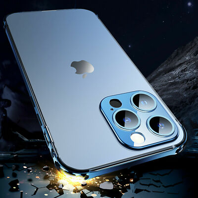 For iPhone 12 Pro Max 13 Pro Metal Aluminum Bumper Matte PC