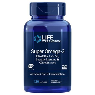 Super Omega-3 EPA/DHA with Sesame Lignans & Olive Fruit Extract 120 Soft Gels By