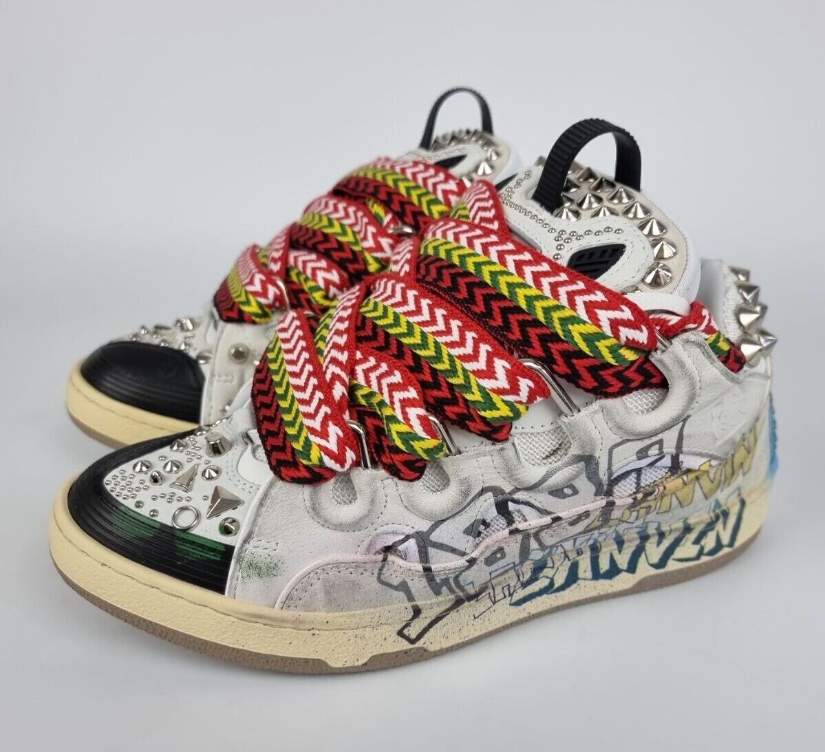 Inficere London Shining Lanvin Curb White Graffiti Sneakers New | eBay