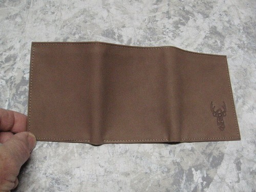 Tan Trifold Wallet Embossed with Buck Head New - Picture 4 of 4