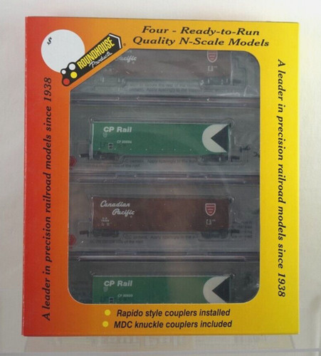 Nuevo de Lote Antiguo Roundhouse CANADIAN PACIFIC N Escala Cuatro Pak Caja Coche Set - 89497 | Zustand: New