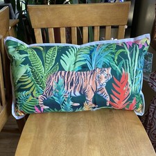 TOMMY BAHAMA INDOOR OUTDOOR Jungle Tiger Tropical Floral Palm Pillow Rare NWT