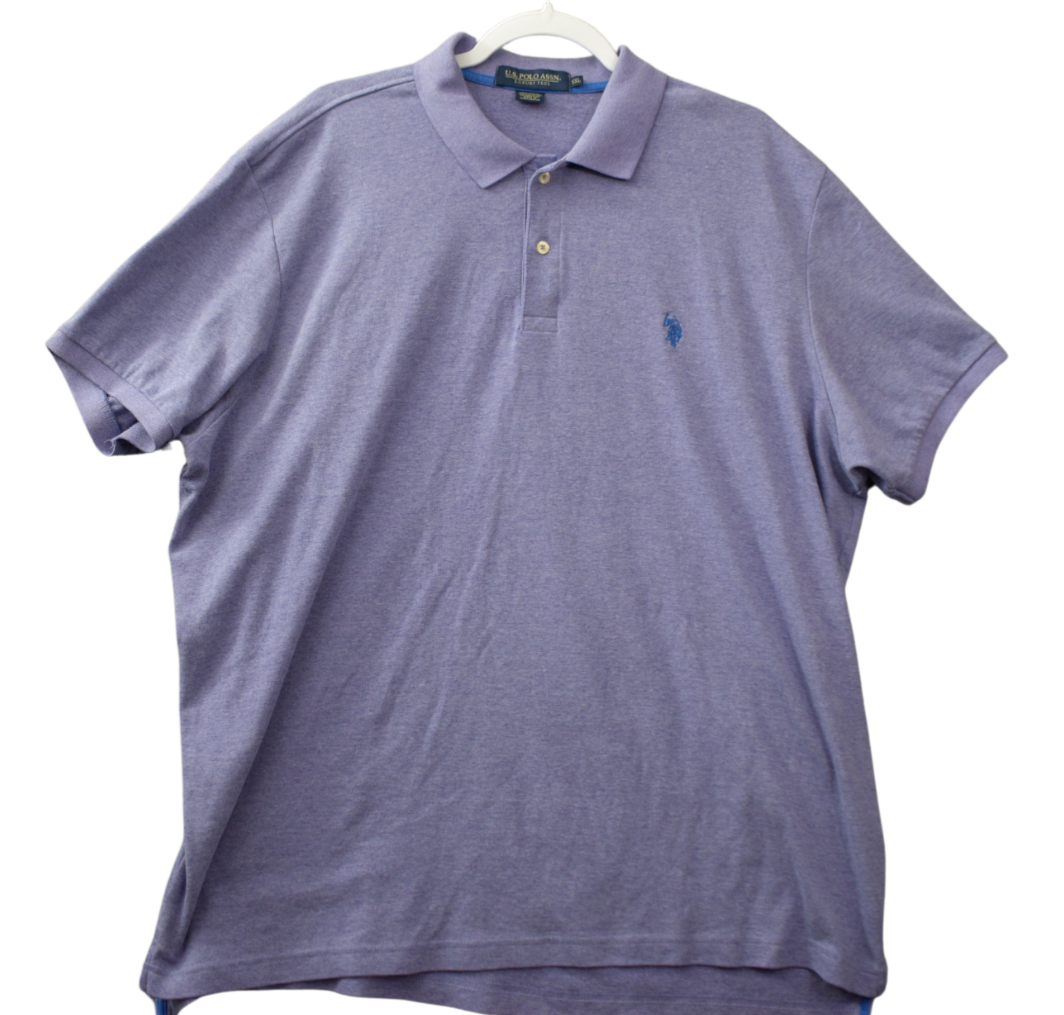 US Polo Assn Shirt XXL Viola Luxury Feel Blu Pony Manica Corta Preppy Uomo