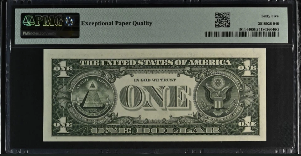 Binary Seven Of A Kind Fancy Serial Numbers 6s 7s $1 Note PMG 65 Near Solid Unc - Image 3 of 4