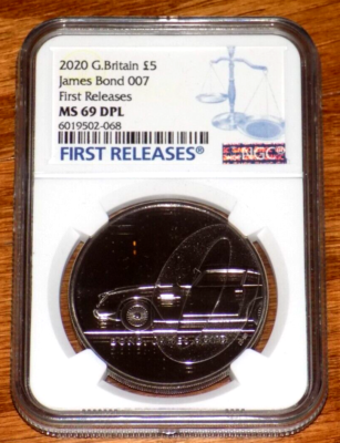 2020 GREAT BRITAIN 5PND JAMES BOND 007 NGC MS69 DPL FIRST RELEASES