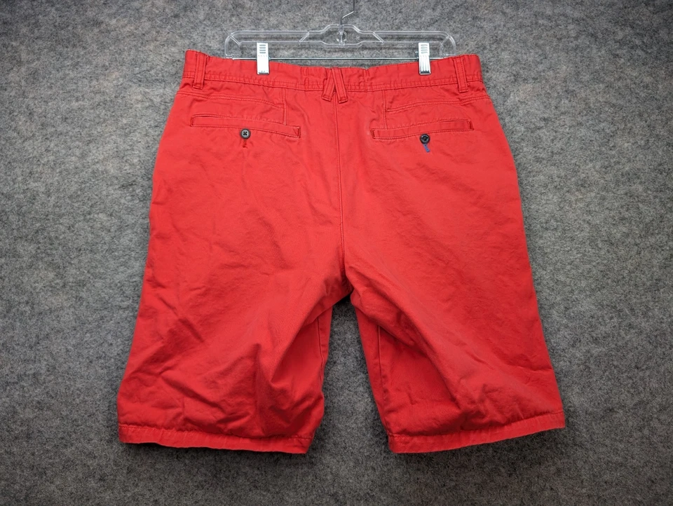 Pantalones Cortos Modernos de Diversión para Hombres 34 Bolsillos Coral Rojo Algodón Frente Plano Chino Preppy Foto 2 de 4