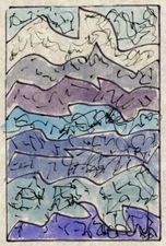 PYRENEES MOUNTAINS Abstract Expressionist ORIGINAL Watercolor SMALL PAINTING