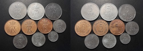 Denmark - Frederik IX - Lot Of X10 Coins 1954 To 1966!