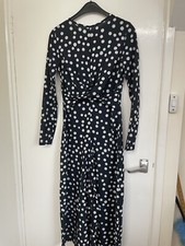 Boohoo Blue White Spotted Crop Wide leg Jump Suit Size 4