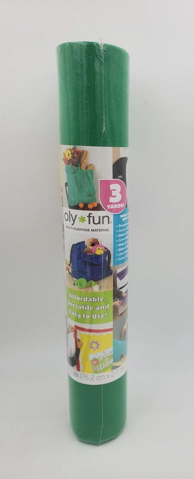 6 Yds (2 Rolls) Oly Fun Green Clover Craft Fabric Polypropylene Material - Image 2 of 4